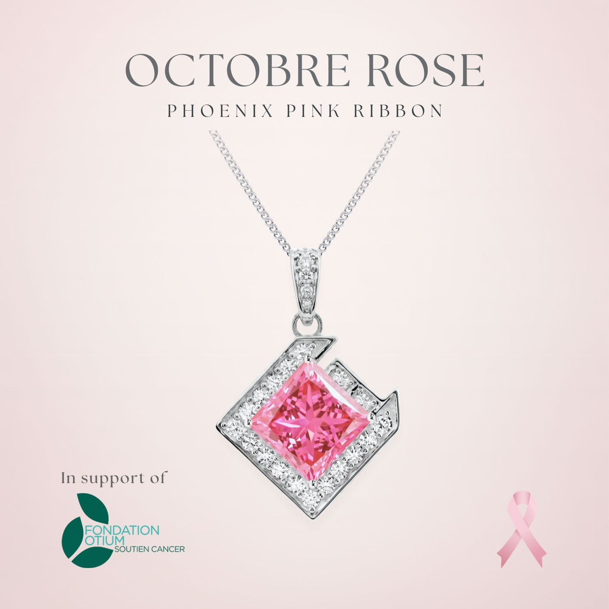 PHOENIX NECKLACE PINK RIBBON